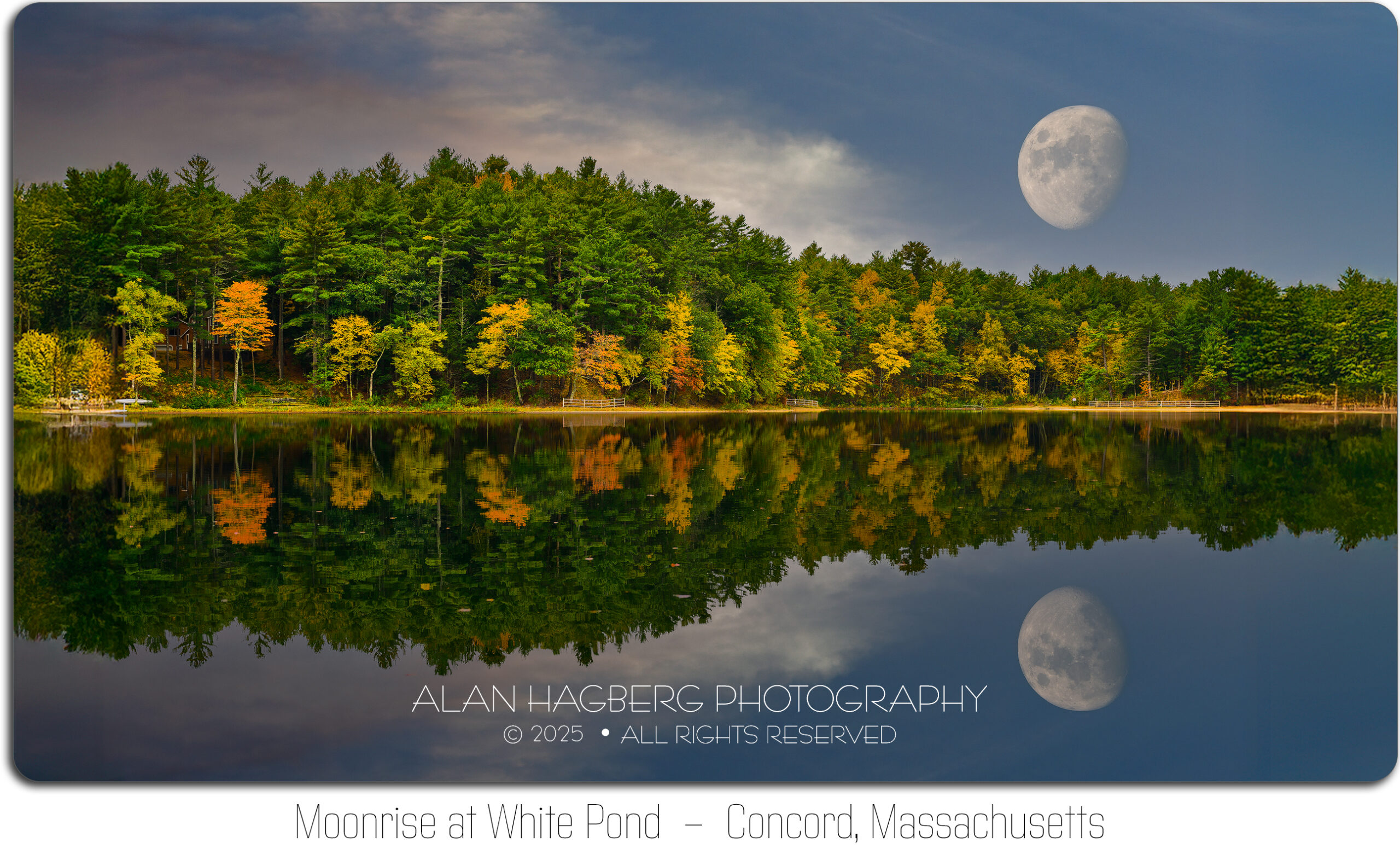 Moonrise Over White Pond, Concord, Massachusetts